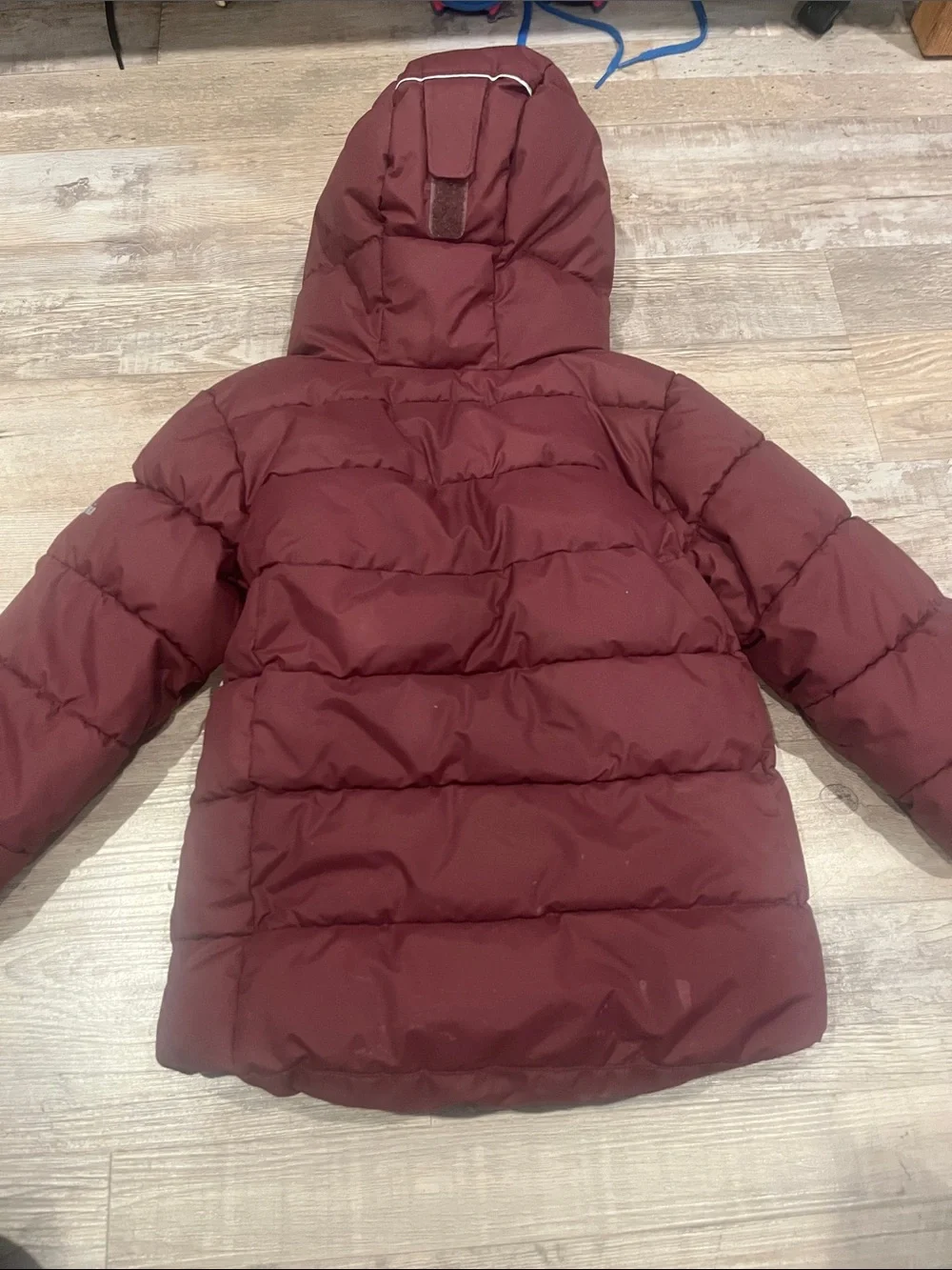 Columbia Kids Hooded Chevron Puffer Jacket - Burgundy and Light Pink